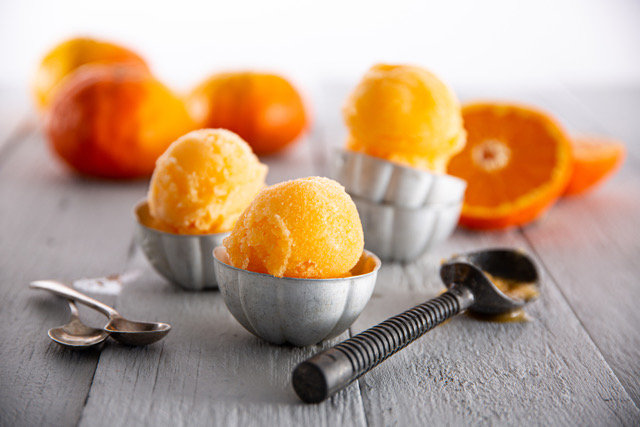 Tangelo and Cointreau sorbet